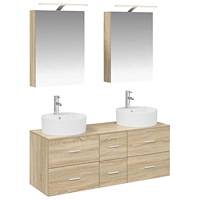 vidaXL Badrumsmöbelset 5 pcs Sonoma-ek Konstruerat trä och glas