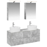 vidaXL Badrumsmöbelset 5 pcs Betonggrå Konstruerat trä och glas