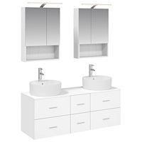 vidaXL Badrumsmöbelset 5 pcs Vit Konstruerat trä och glas