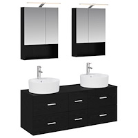 vidaXL Badrumsmöbelset 5 pcs Svart ek Konstruerat trä och glas