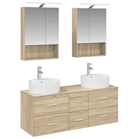 vidaXL Badrumsmöbelset 5 pcs Sonoma-ek Konstruerat trä och glas