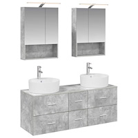 vidaXL Badrumsmöbelset 5 pcs Betonggrå Konstruerat trä och glas