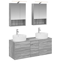 vidaXL Badrumsmöbelset 5 pcs Grå Sonoma Konstruerat trä och glas