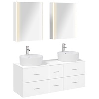 vidaXL Badrumsmöbelset 5 pcs Vit Konstruerat trä och glas