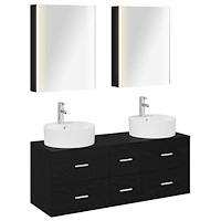 vidaXL Badrumsmöbelset 5 pcs Svart ek Konstruerat trä och glas
