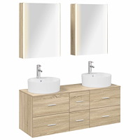 vidaXL Badrumsmöbelset 5 pcs Sonoma-ek Konstruerat trä och glas