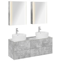 vidaXL Badrumsmöbelset 5 pcs Betonggrå Konstruerat trä och glas