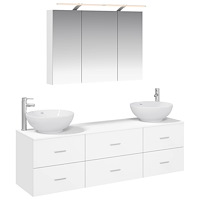 vidaXL Badrumsmöbelset 4 pcs Vit Konstruerat trä och glas