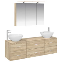 vidaXL Badrumsmöbelset 4 pcs Sonoma-ek Konstruerat trä och glas