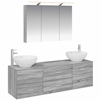 vidaXL Badrumsmöbelset 4 pcs Grå Sonoma Konstruerat trä och glas