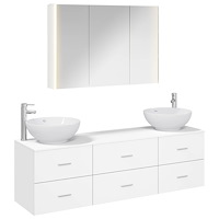 vidaXL Badrumsmöbelset 4 pcs Vit Konstruerat trä och glas