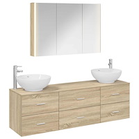 vidaXL Badrumsmöbelset 4 pcs Sonoma-ek Konstruerat trä och glas