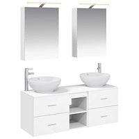 vidaXL Badrumsmöbelset 5 pcs Vit Konstruerat trä och glas