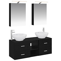 vidaXL Badrumsmöbelset 5 pcs Svart ek Konstruerat trä och glas