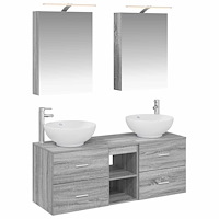 vidaXL Badrumsmöbelset 5 pcs Grå Sonoma Konstruerat trä och glas