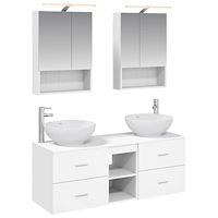 vidaXL Badrumsmöbelset 5 pcs Vit Konstruerat trä och glas