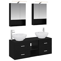 vidaXL Badrumsmöbelset 5 pcs Svart ek Konstruerat trä och glas