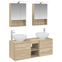 vidaXL Badrumsmöbelset 5 pcs Sonoma-ek Konstruerat trä och glas