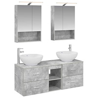vidaXL Badrumsmöbelset 5 pcs Betonggrå Konstruerat trä och glas