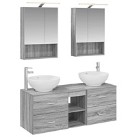 vidaXL Badrumsmöbelset 5 pcs Grå Sonoma Konstruerat trä och glas