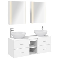 vidaXL Badrumsmöbelset 5 pcs Vit Konstruerat trä och glas