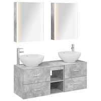 vidaXL Badrumsmöbelset 5 pcs Betonggrå Konstruerat trä och glas