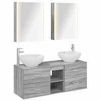 vidaXL Badrumsmöbelset 5 pcs Grå Sonoma Konstruerat trä och glas