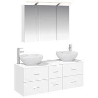 vidaXL Badrumsmöbelset 4 pcs Vit Konstruerat trä och glas