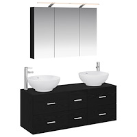vidaXL Badrumsmöbelset 4 pcs Svart ek Konstruerat trä och glas