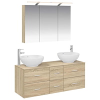 vidaXL Badrumsmöbelset 4 pcs Sonoma-ek Konstruerat trä och glas