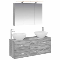 vidaXL Badrumsmöbelset 4 pcs Grå Sonoma Konstruerat trä och glas
