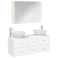 vidaXL Badrumsmöbelset 4 pcs Vit Konstruerat trä och glas