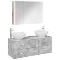 vidaXL Badrumsmöbelset 4 pcs Betonggrå Konstruerat trä och glas