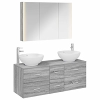 vidaXL Badrumsmöbelset 4 pcs Grå Sonoma Konstruerat trä och glas