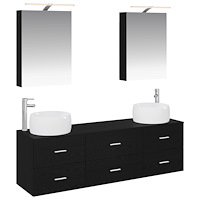 vidaXL Badrumsmöbelset 5 pcs Svart ek Konstruerat trä och glas