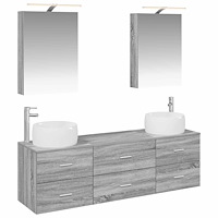 vidaXL Badrumsmöbelset 5 pcs Grå Sonoma Konstruerat trä och glas