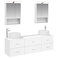 vidaXL Badrumsmöbelset 5 pcs Vit Konstruerat trä och glas