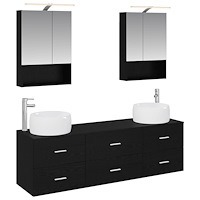 vidaXL Badrumsmöbelset 5 pcs Svart ek Konstruerat trä och glas