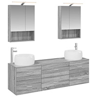 vidaXL Badrumsmöbelset 5 pcs Grå Sonoma Konstruerat trä och glas