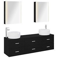 vidaXL Badrumsmöbelset 5 pcs Svart ek Konstruerat trä och glas