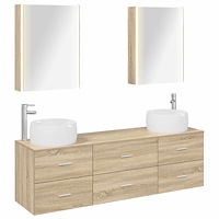 vidaXL Badrumsmöbelset 5 pcs Sonoma-ek Konstruerat trä och glas