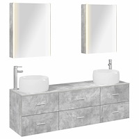 vidaXL Badrumsmöbelset 5 pcs Betonggrå Konstruerat trä och glas