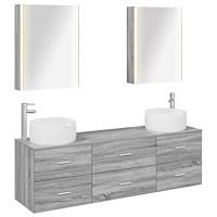 vidaXL Badrumsmöbelset 5 pcs Grå Sonoma Konstruerat trä och glas