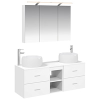 vidaXL Badrumsmöbelset 4 pcs Vit Konstruerat trä och glas