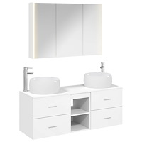 vidaXL Badrumsmöbelset 4 pcs Vit Konstruerat trä och glas