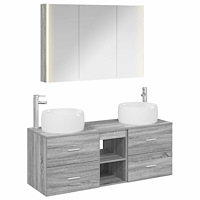 vidaXL Badrumsmöbelset 4 pcs Grå Sonoma Konstruerat trä och glas