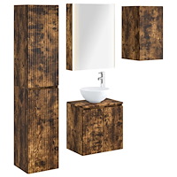 vidaXL Badrumsskåpsset 5 pcs Rökt ek 53 x 15,5 x 70 cm Konstruerat trä