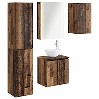 vidaXL Badrumsskåpsset 5 pcs Gammalt trä 53 x 15,5 x 70 cm