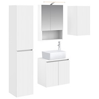 vidaXL Badrumsskåpsset 5 pcs Vit 50 x 14,5 x 70 cm Konstruerat trä