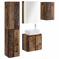 vidaXL Badrumsskåpsset 5 pcs Gammalt trä 53 x 15,5 x 70 cm